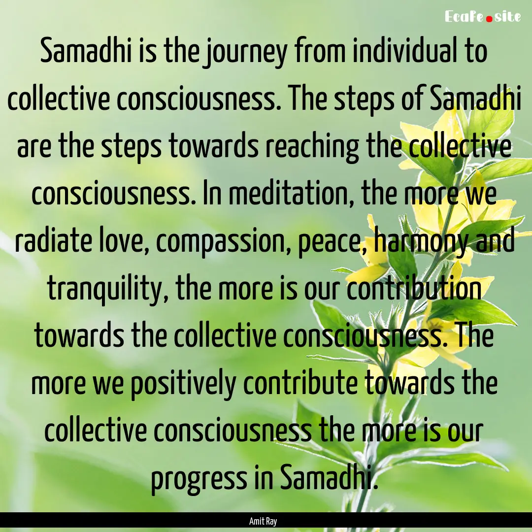 Samadhi is the journey from individual to.... : Quote by Amit Ray