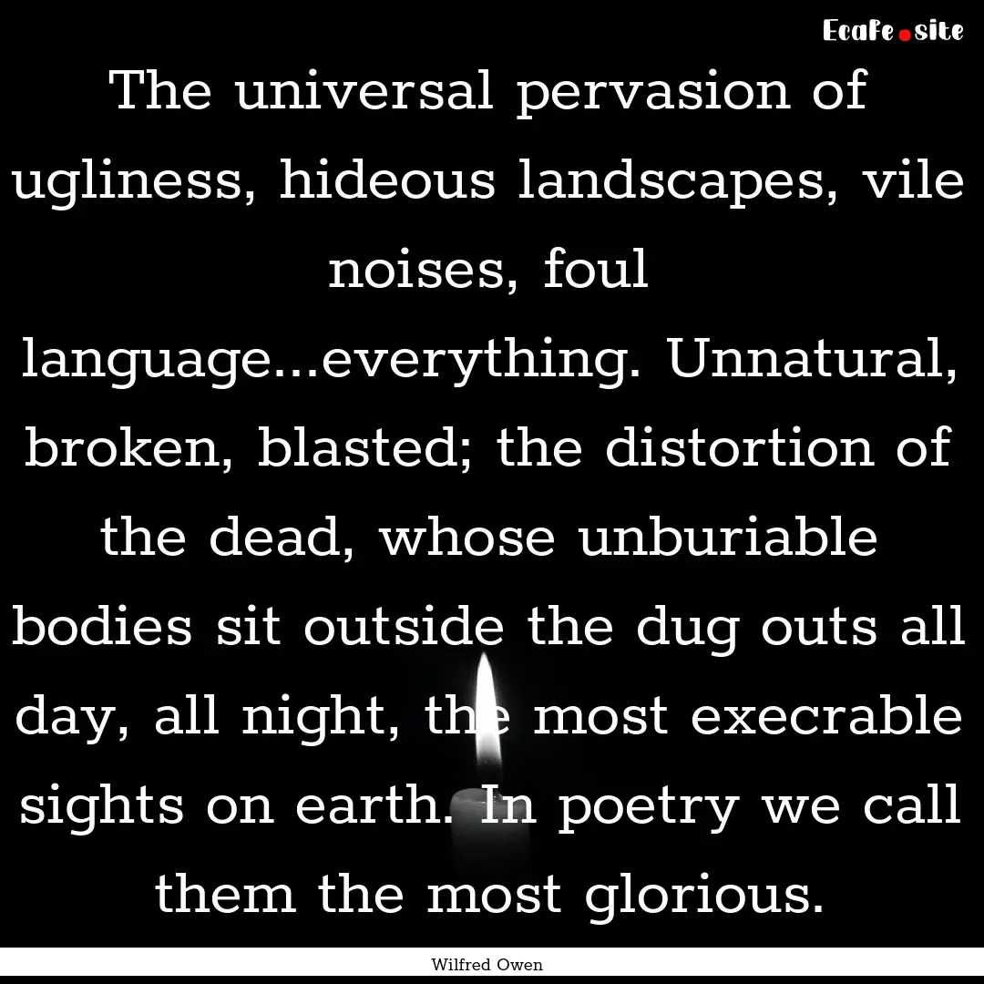 The universal pervasion of ugliness, hideous.... : Quote by Wilfred Owen