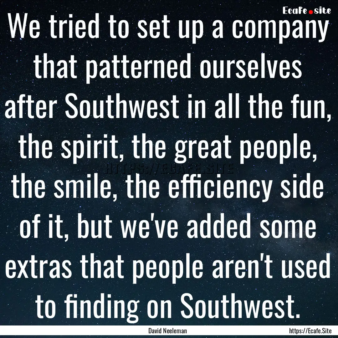 We tried to set up a company that patterned.... : Quote by David Neeleman