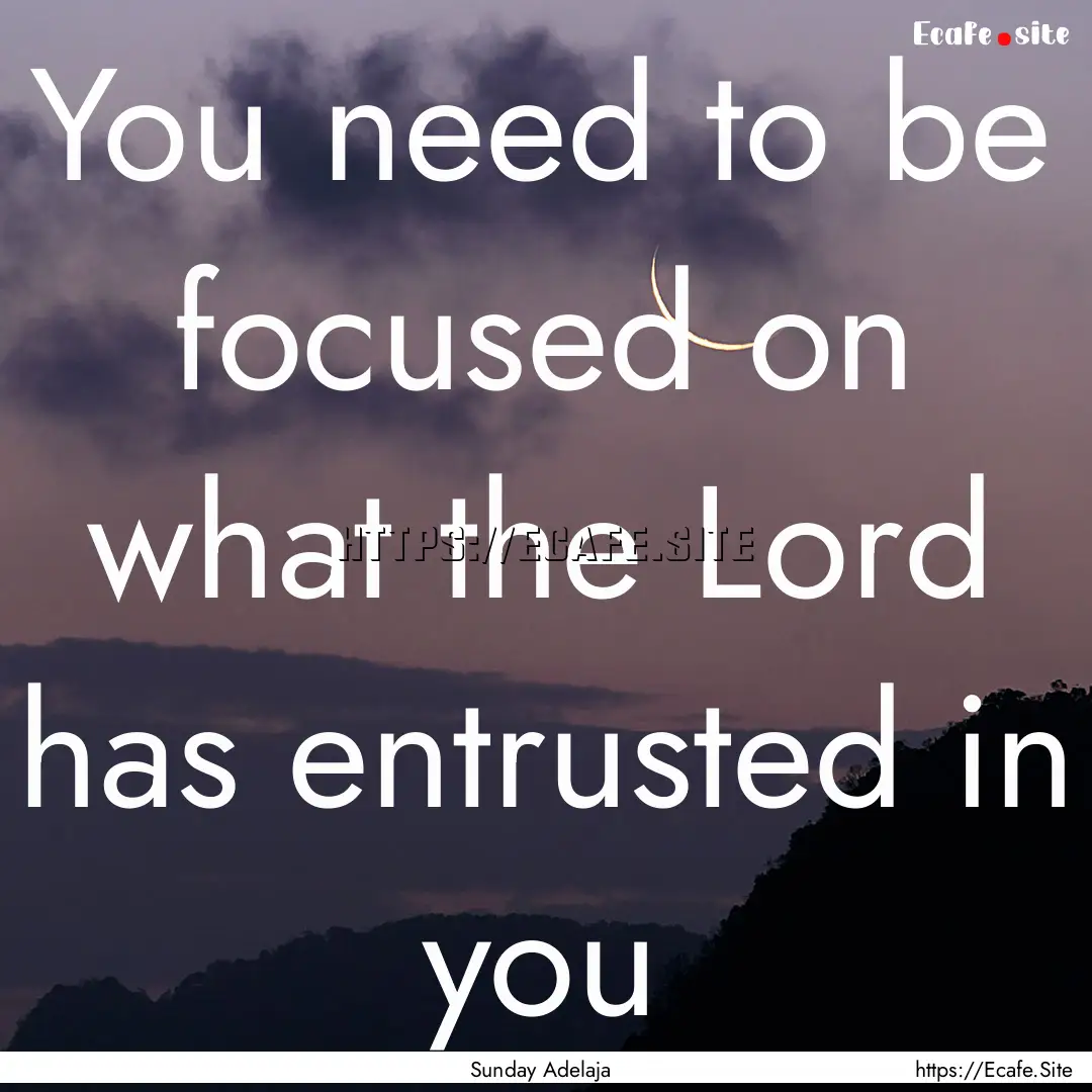 You need to be focused on what the Lord has.... : Quote by Sunday Adelaja