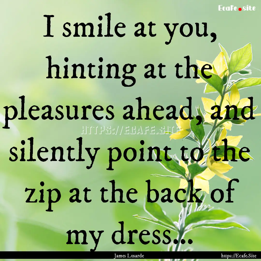 I smile at you, hinting at the pleasures.... : Quote by James Lusarde