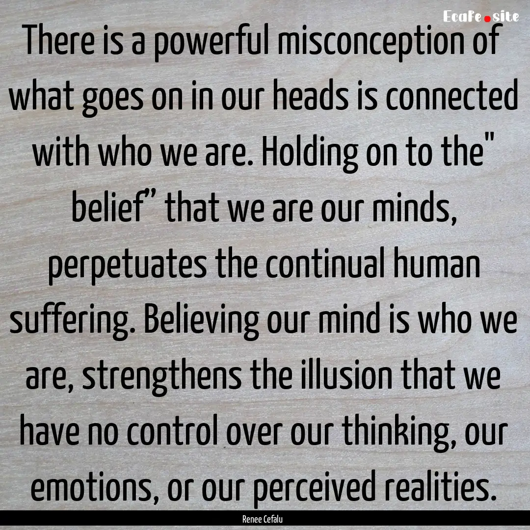 There is a powerful misconception of what.... : Quote by Renee Cefalu