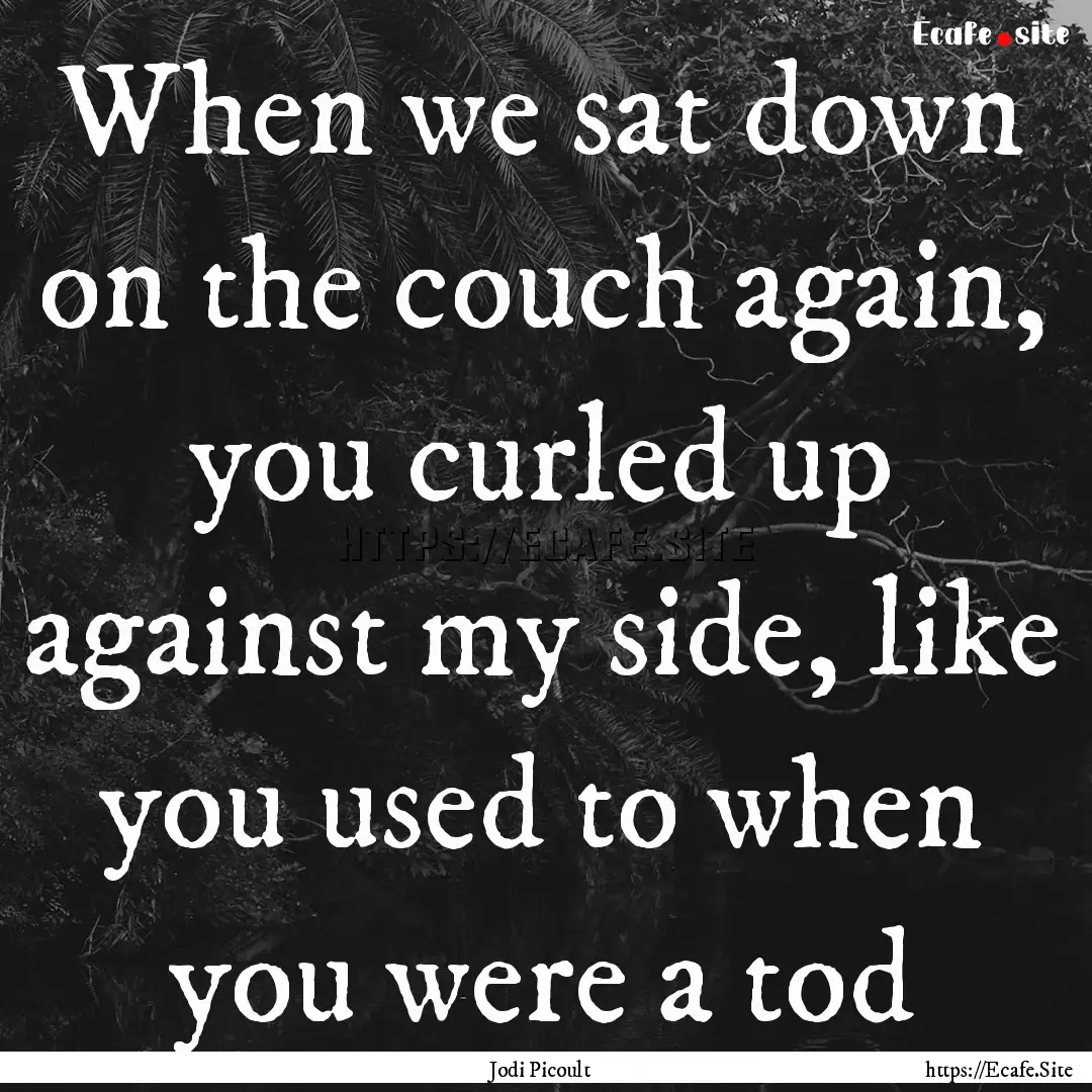 When we sat down on the couch again, you.... : Quote by Jodi Picoult