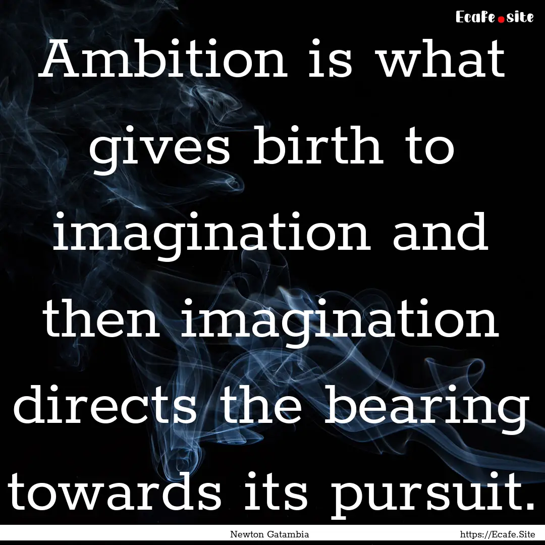 Ambition is what gives birth to imagination.... : Quote by Newton Gatambia