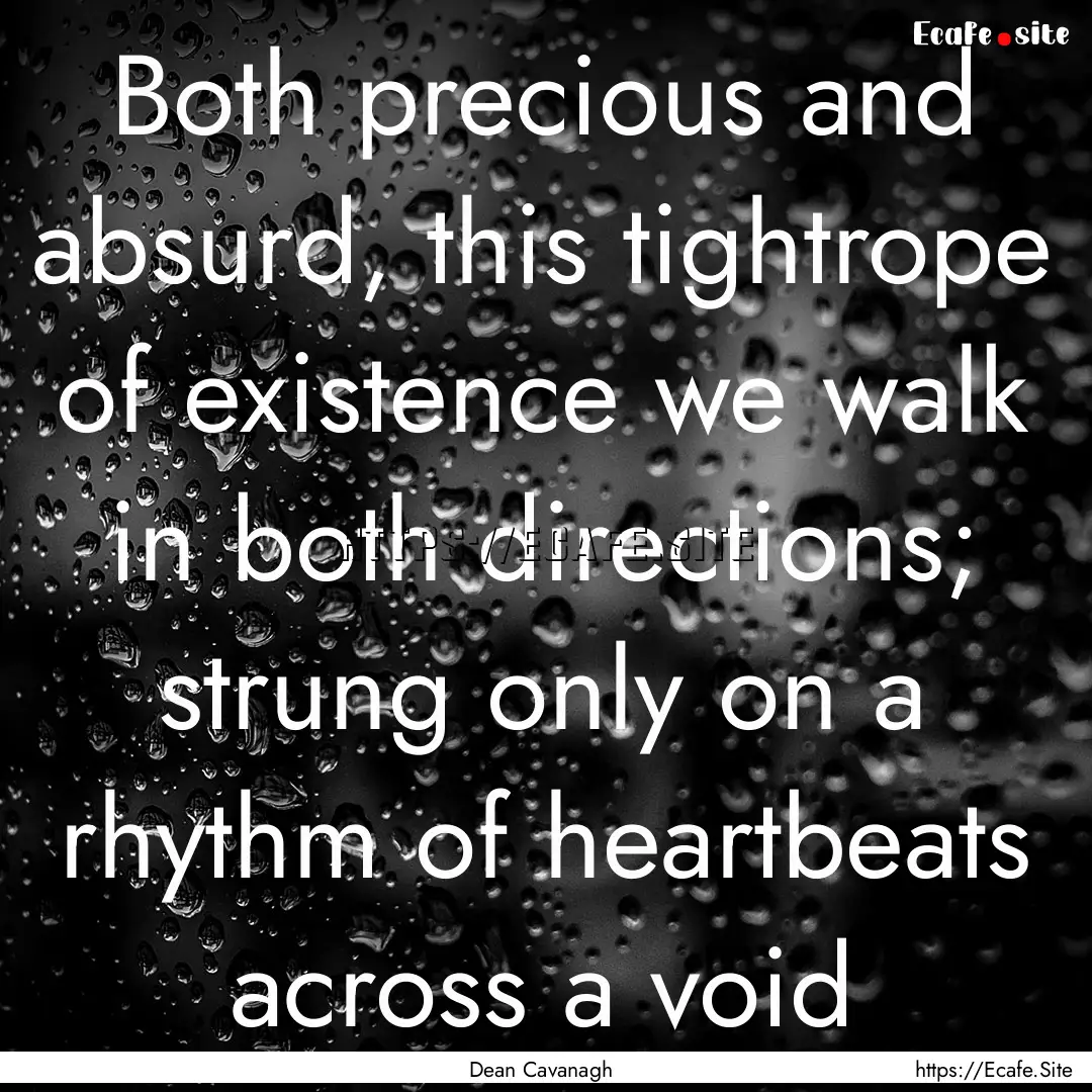 Both precious and absurd, this tightrope.... : Quote by Dean Cavanagh