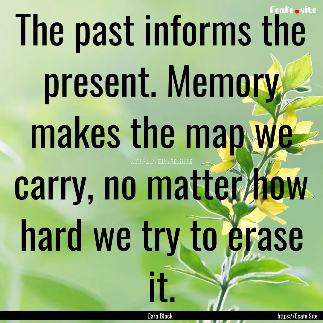 The past informs the present. Memory makes.... : Quote by Cara Black