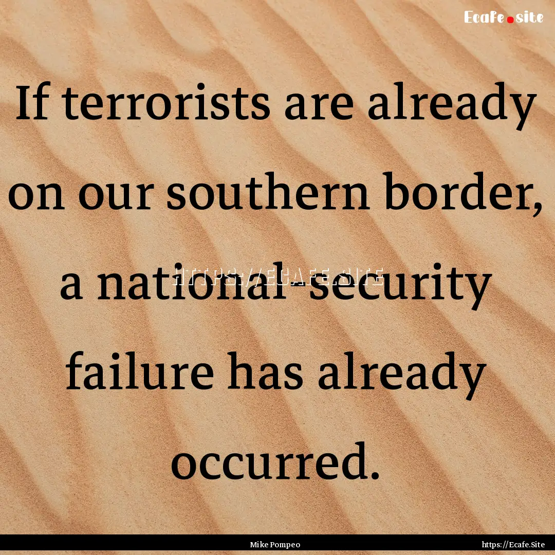 If terrorists are already on our southern.... : Quote by Mike Pompeo