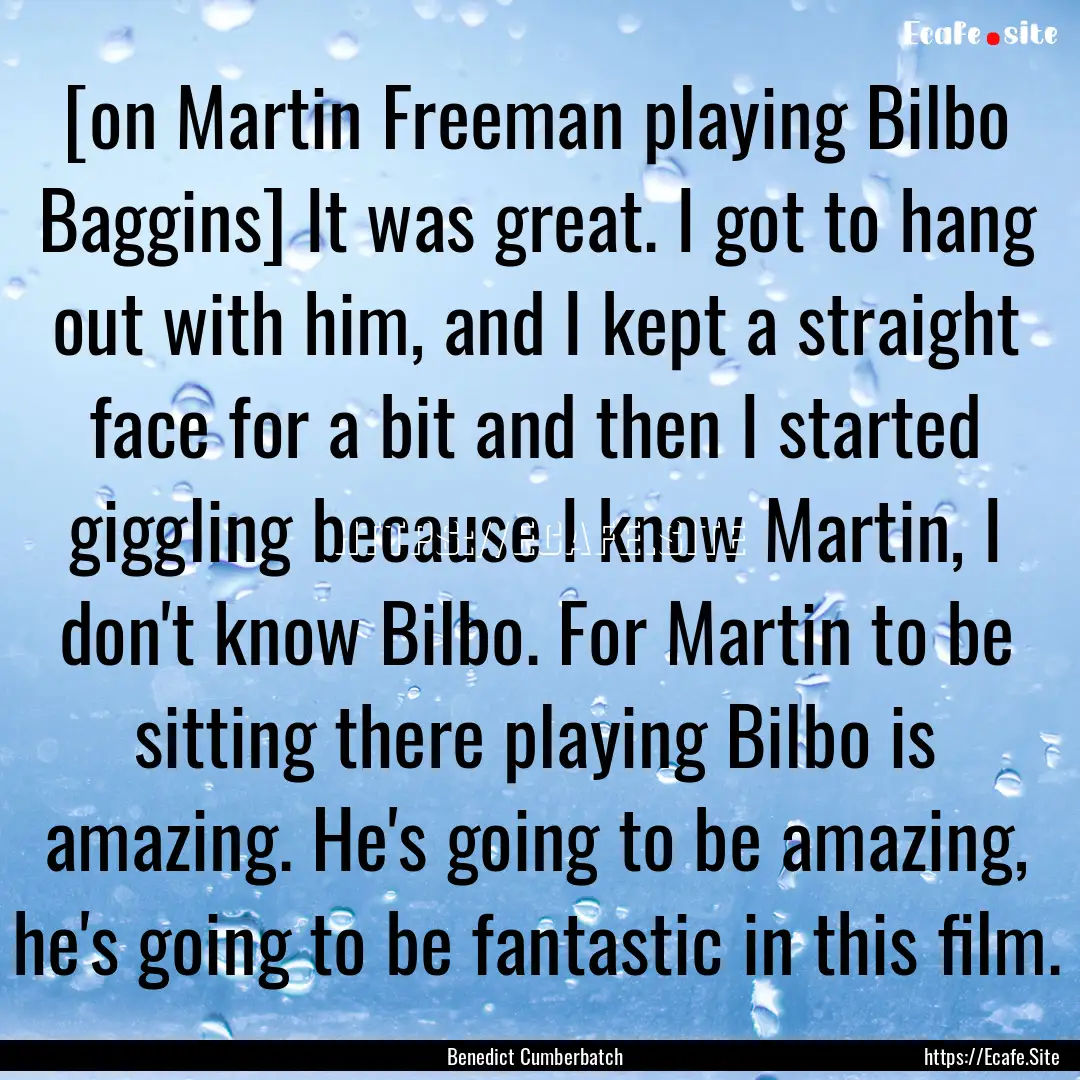 [on Martin Freeman playing Bilbo Baggins].... : Quote by Benedict Cumberbatch