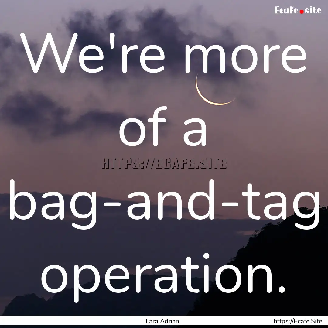 We're more of a bag-and-tag operation. : Quote by Lara Adrian