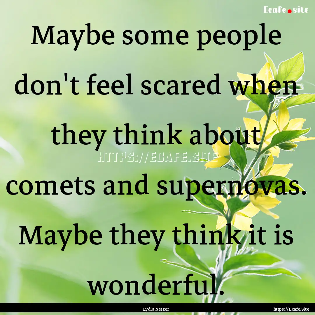 Maybe some people don't feel scared when.... : Quote by Lydia Netzer