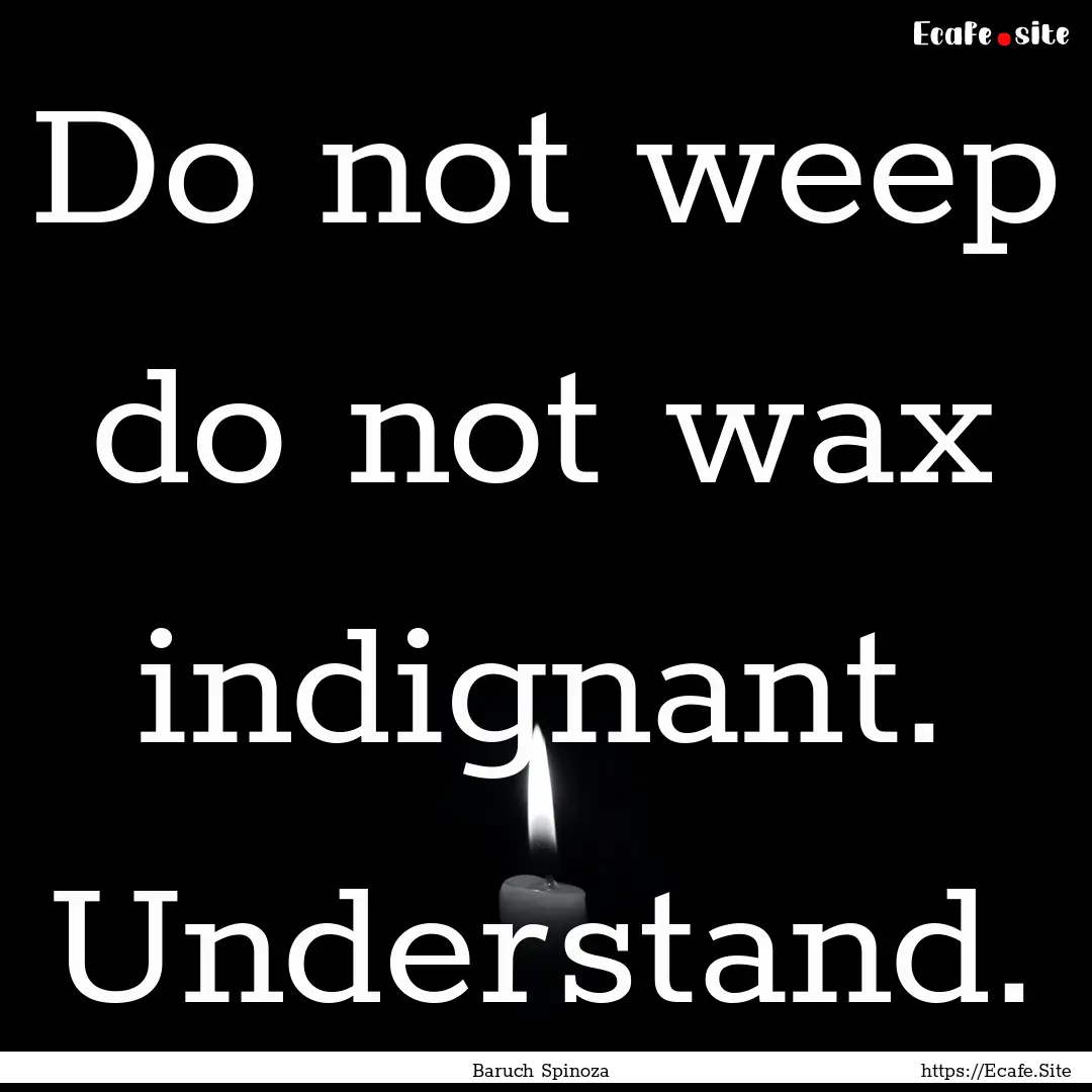 Do not weep do not wax indignant. Understand..... : Quote by Baruch Spinoza