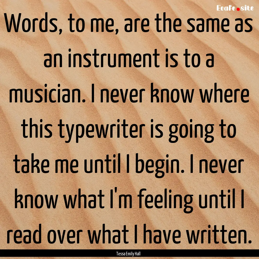 Words, to me, are the same as an instrument.... : Quote by Tessa Emily Hall