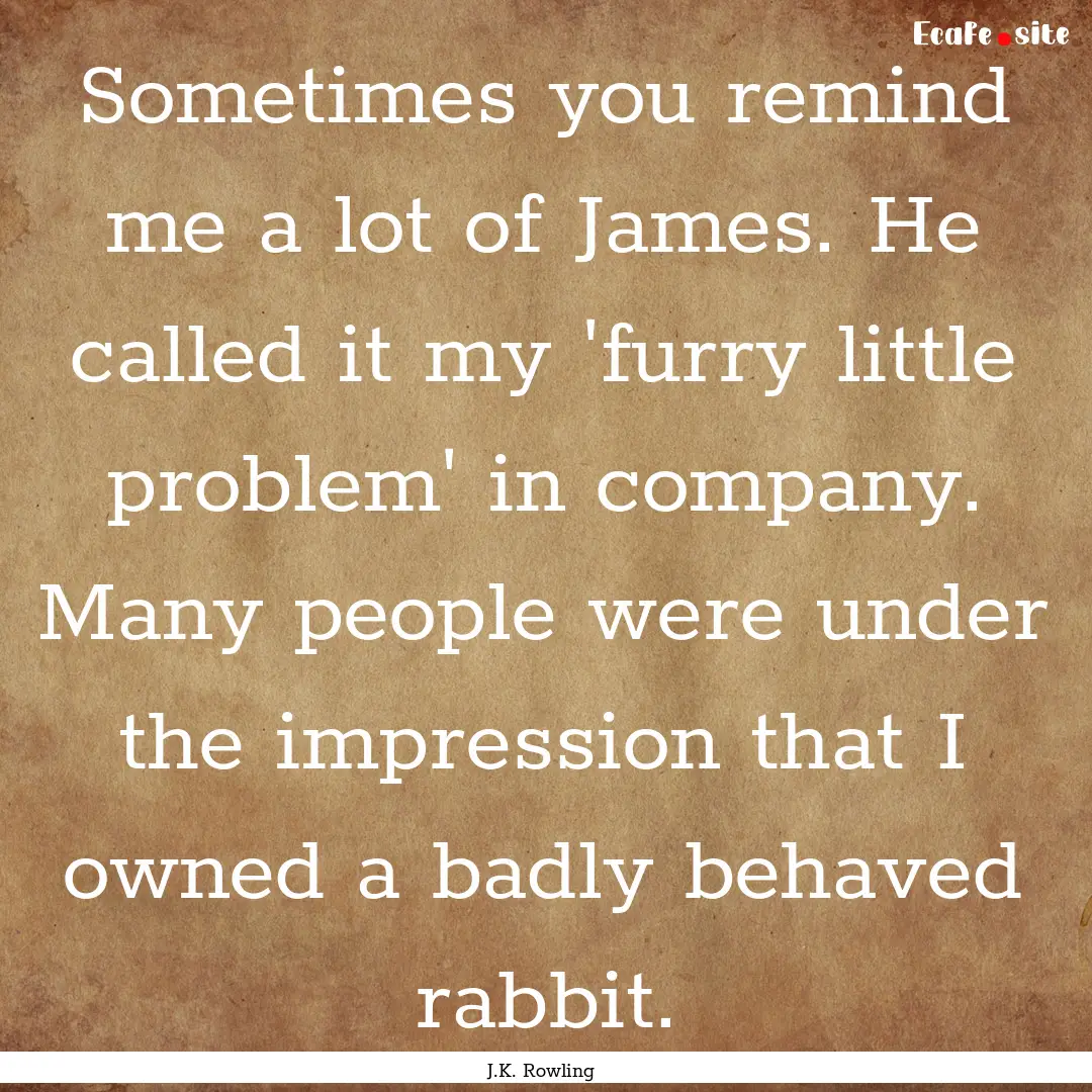 Sometimes you remind me a lot of James. He.... : Quote by J.K. Rowling