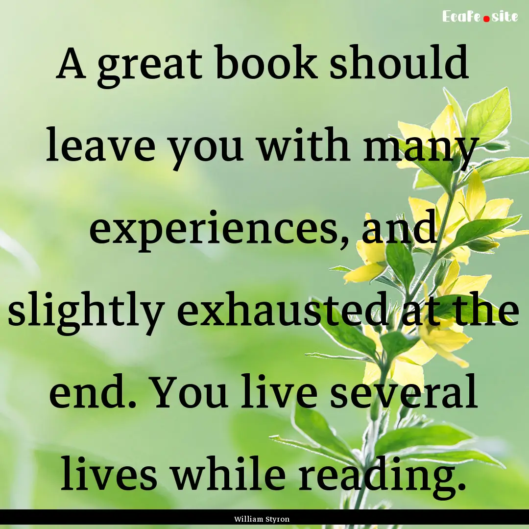 A great book should leave you with many experiences,.... : Quote by William Styron