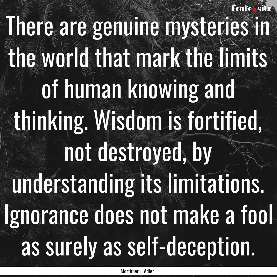 There are genuine mysteries in the world.... : Quote by Mortimer J. Adler