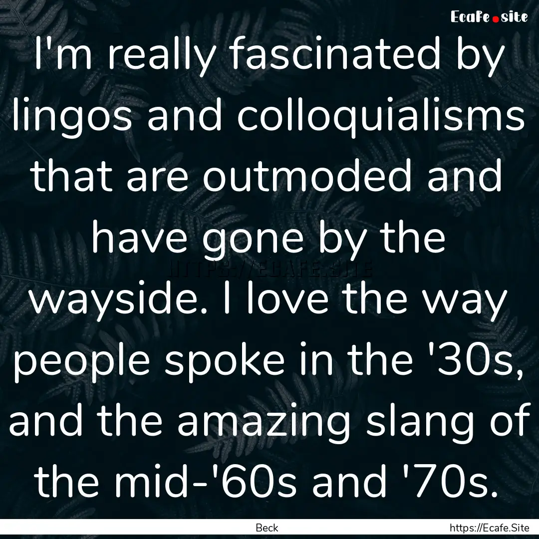 I'm really fascinated by lingos and colloquialisms.... : Quote by Beck