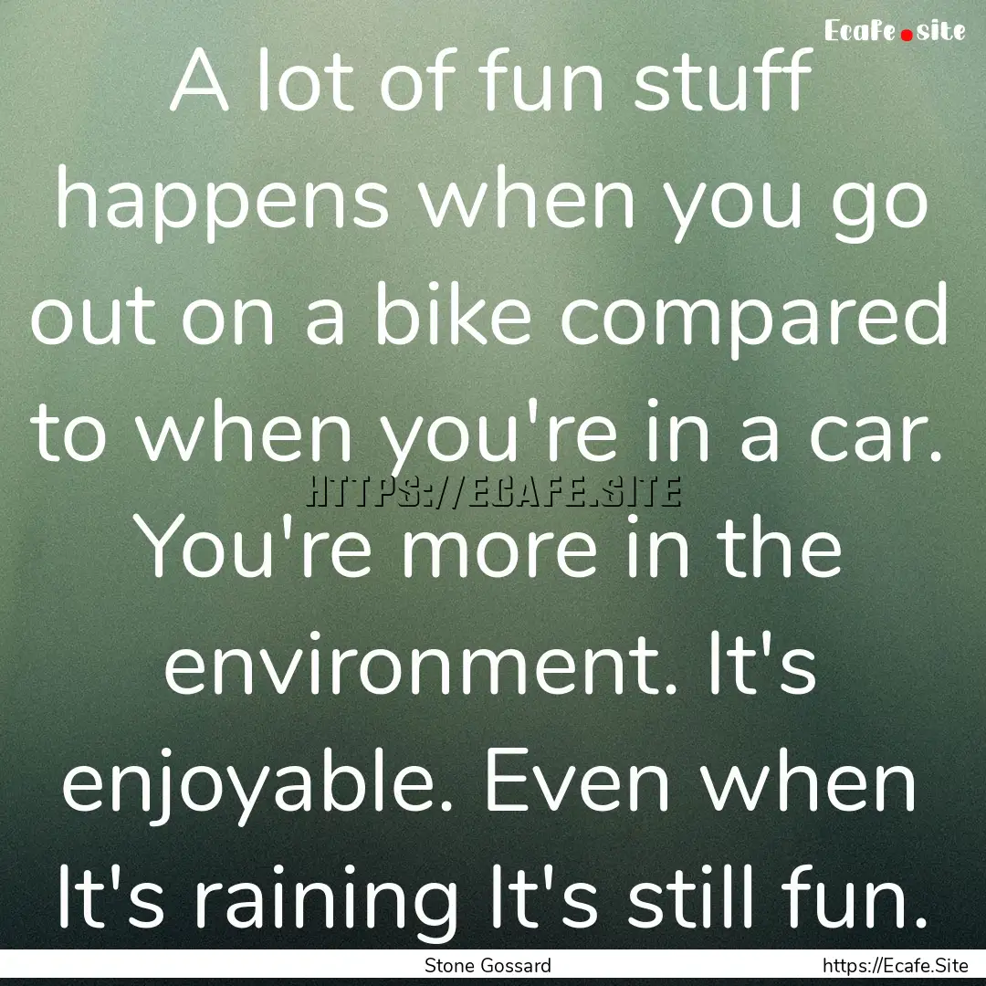 A lot of fun stuff happens when you go out.... : Quote by Stone Gossard