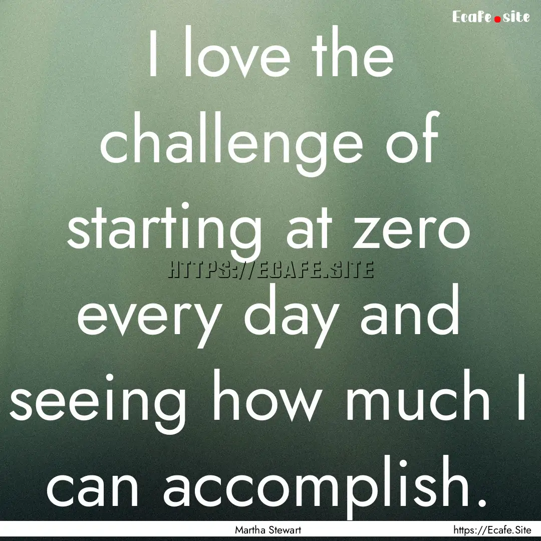 I love the challenge of starting at zero.... : Quote by Martha Stewart