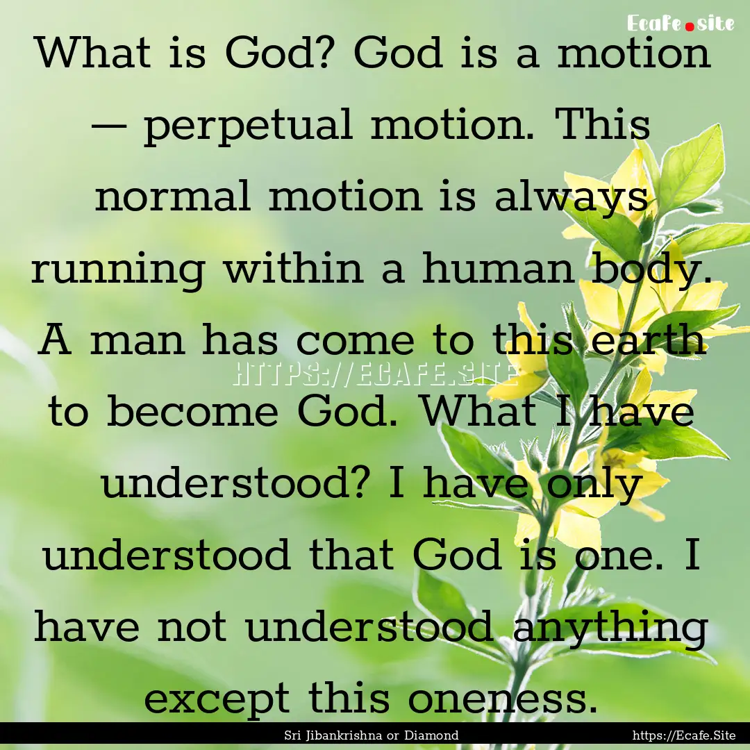 What is God? God is a motion – perpetual.... : Quote by Sri Jibankrishna or Diamond