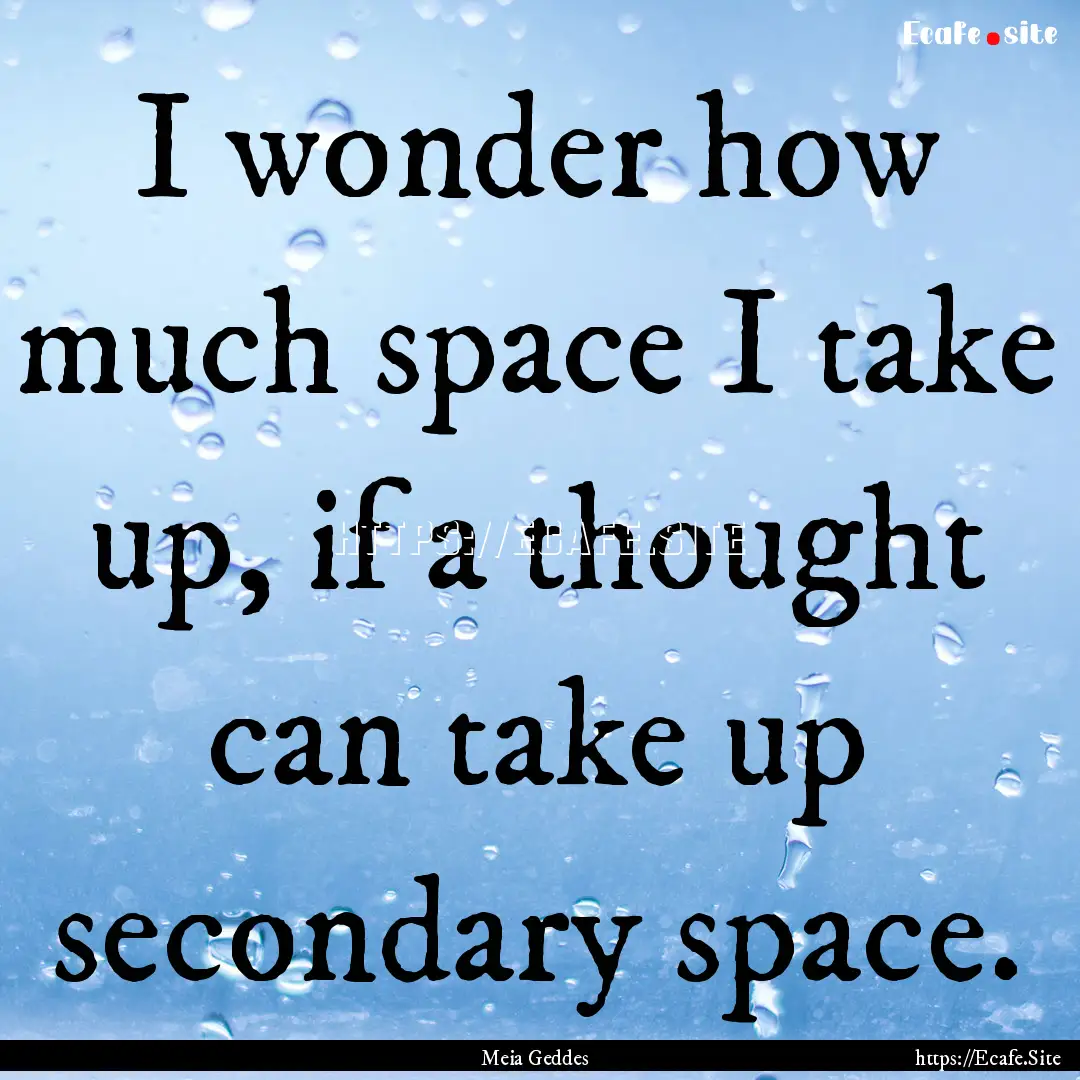 I wonder how much space I take up, if a thought.... : Quote by Meia Geddes