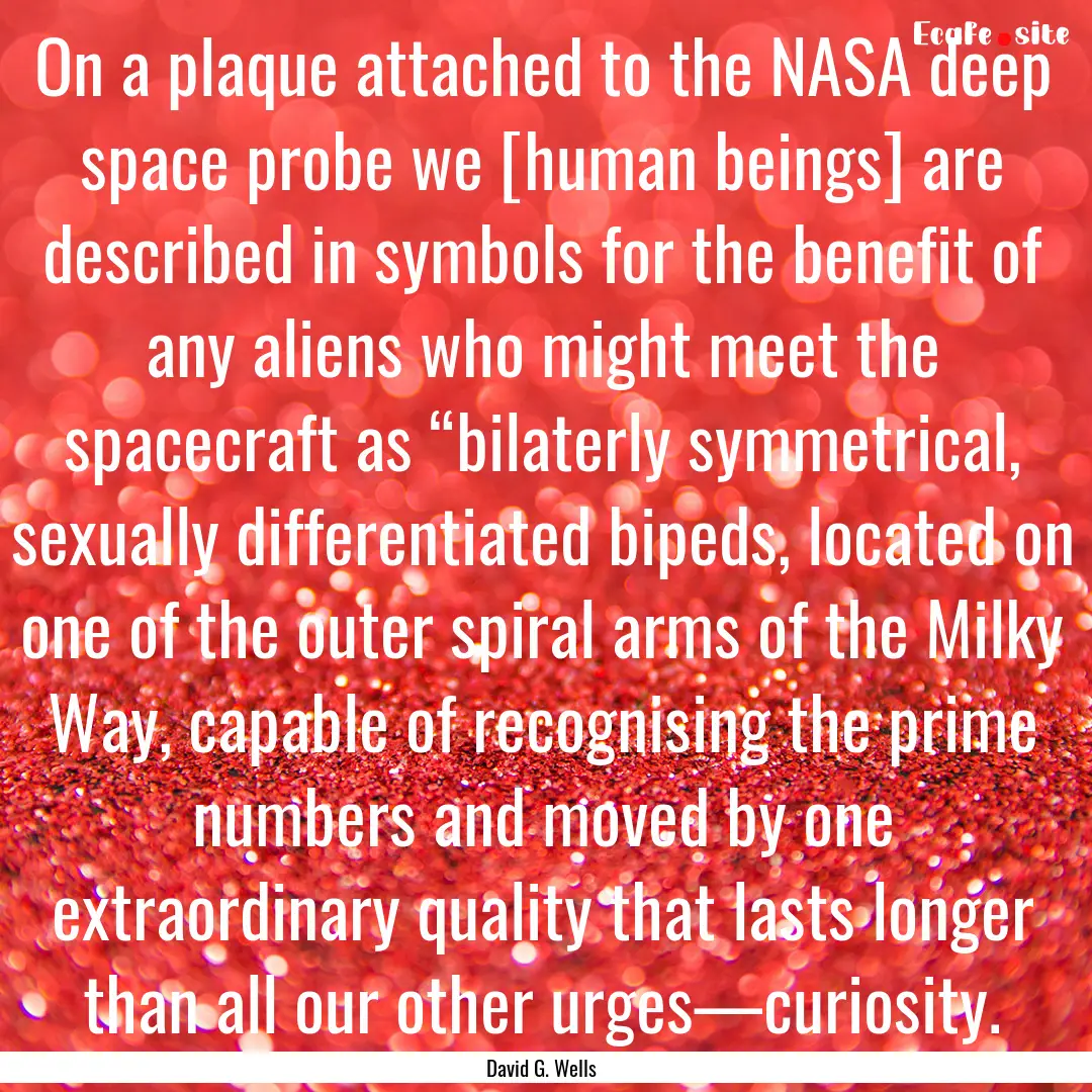 On a plaque attached to the NASA deep space.... : Quote by David G. Wells