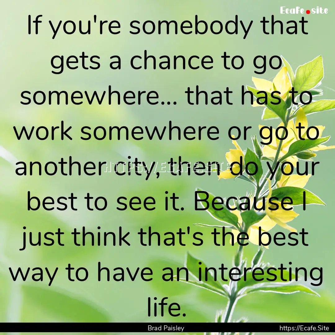 If you're somebody that gets a chance to.... : Quote by Brad Paisley