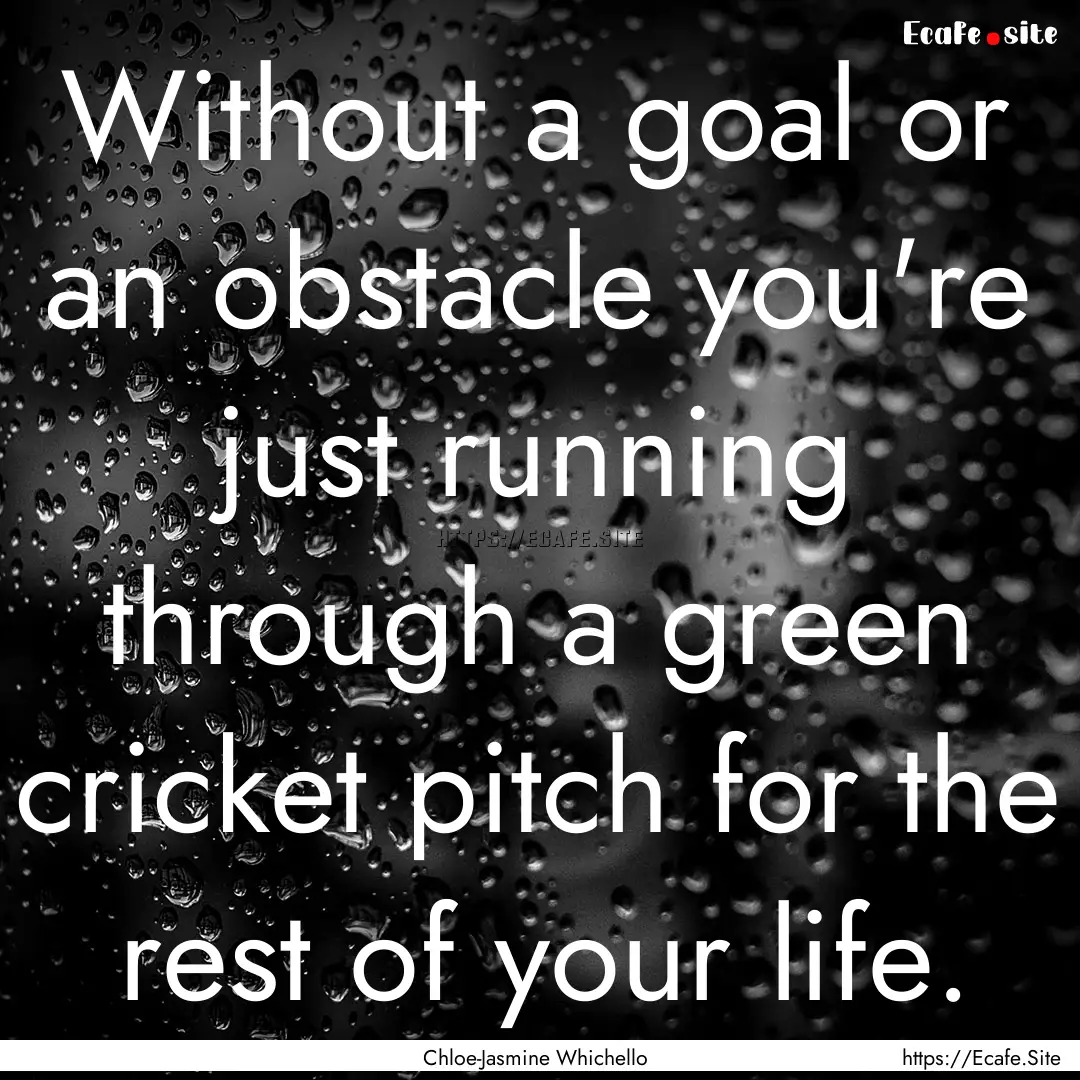 Without a goal or an obstacle you're just.... : Quote by Chloe-Jasmine Whichello