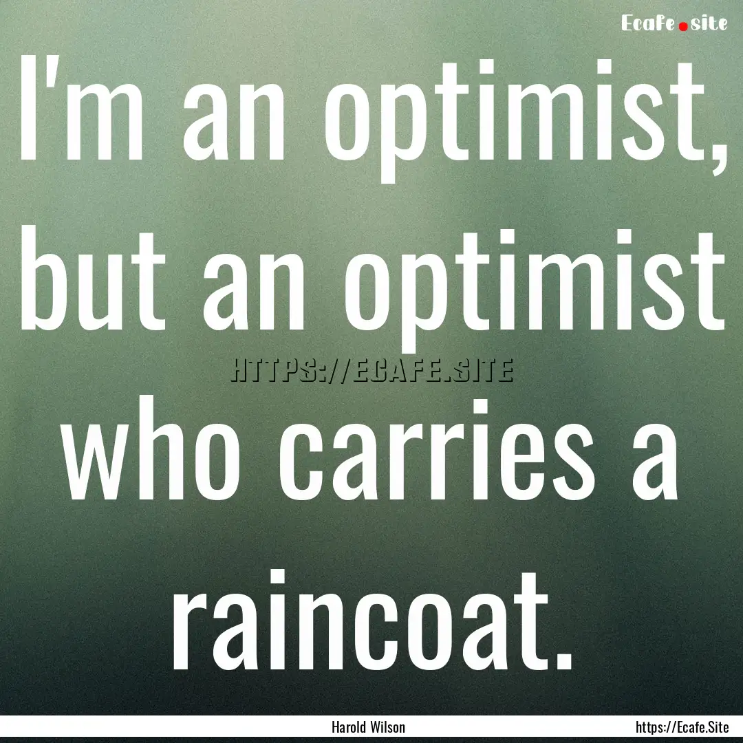 I'm an optimist, but an optimist who carries.... : Quote by Harold Wilson