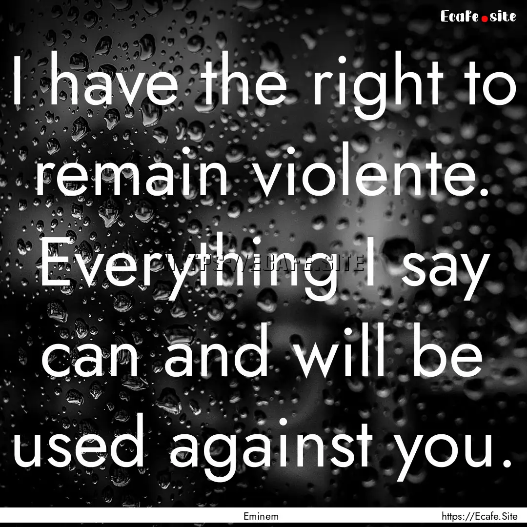 I have the right to remain violente. Everything.... : Quote by Eminem