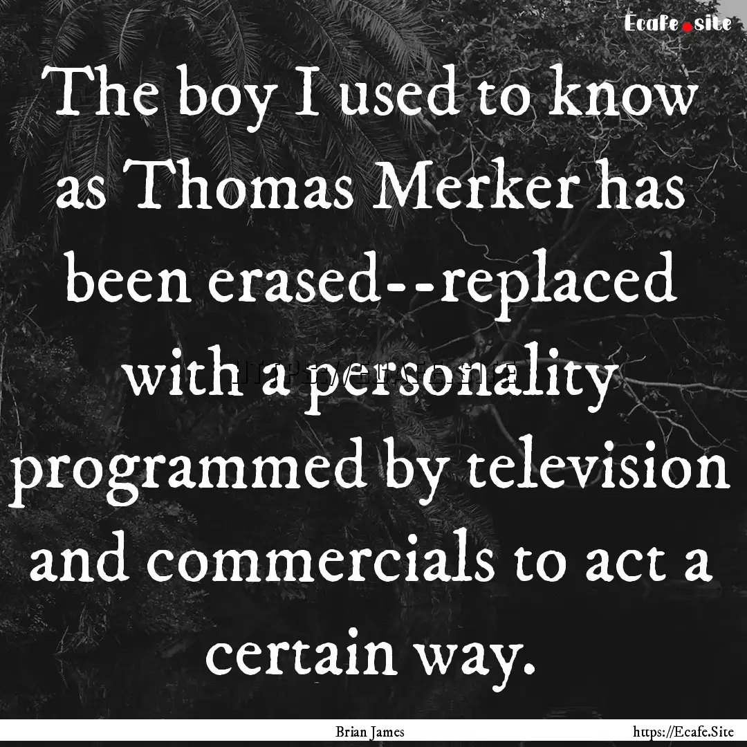 The boy I used to know as Thomas Merker has.... : Quote by Brian James