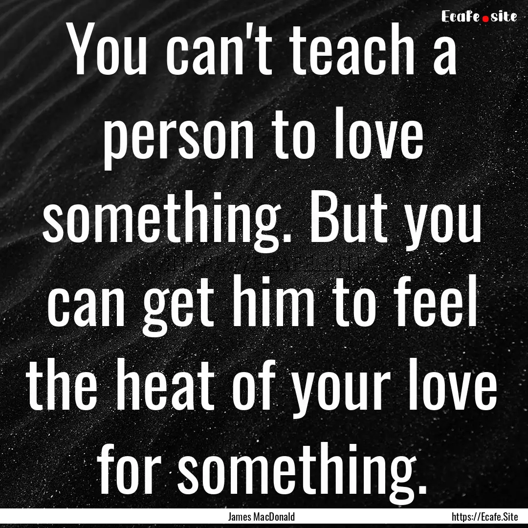 You can't teach a person to love something..... : Quote by James MacDonald