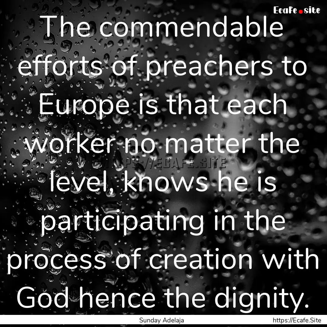 The commendable efforts of preachers to Europe.... : Quote by Sunday Adelaja