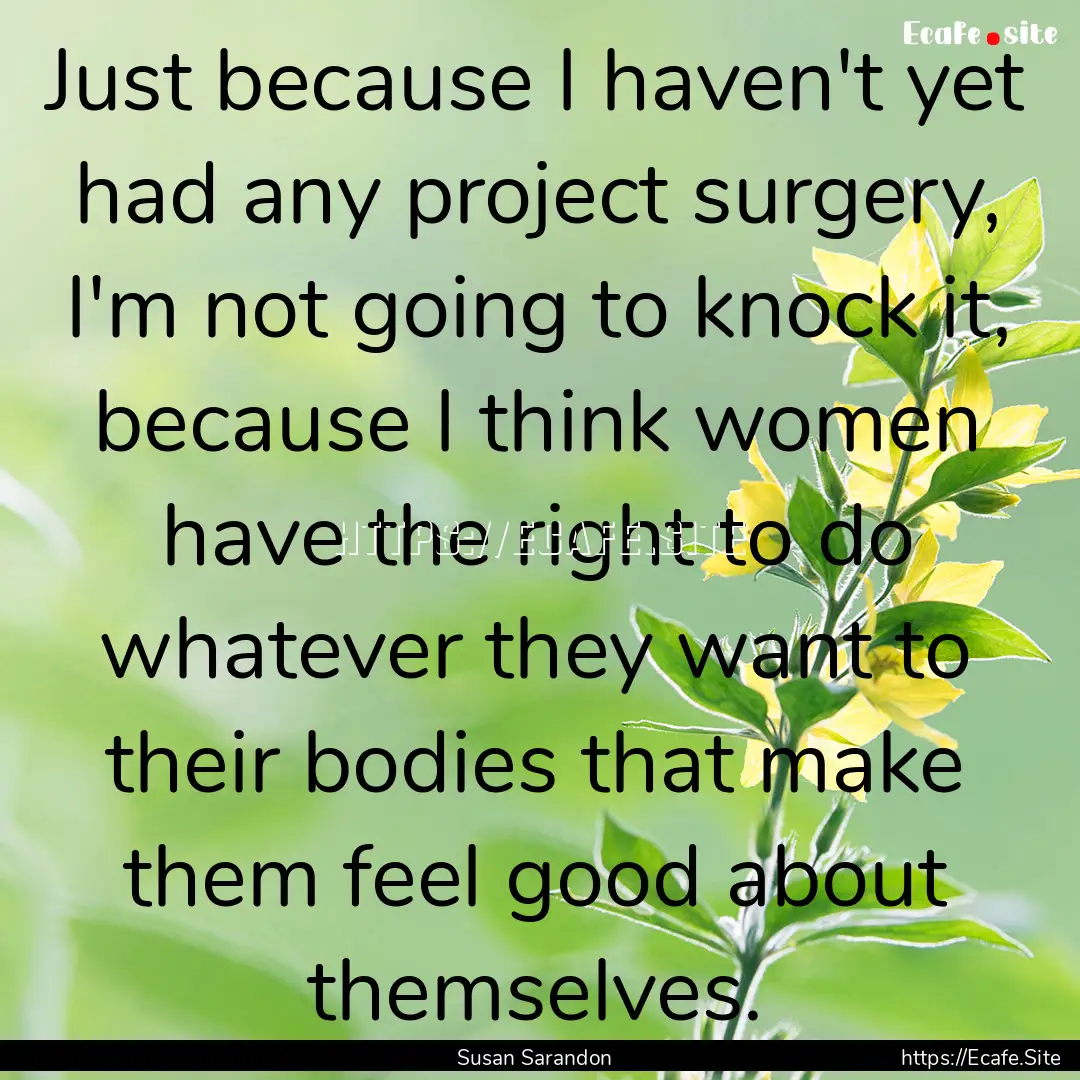 Just because I haven't yet had any project.... : Quote by Susan Sarandon