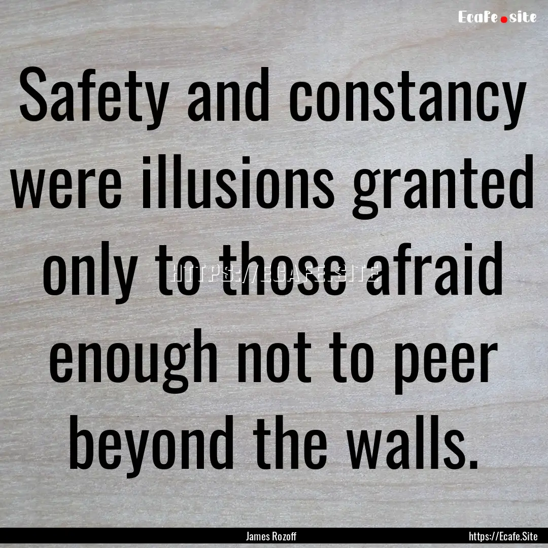 Safety and constancy were illusions granted.... : Quote by James Rozoff