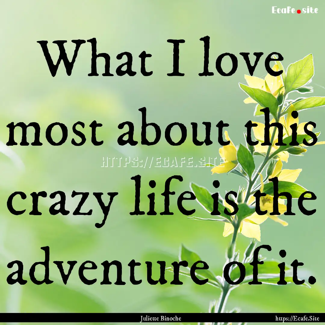 What I love most about this crazy life is.... : Quote by Juliette Binoche