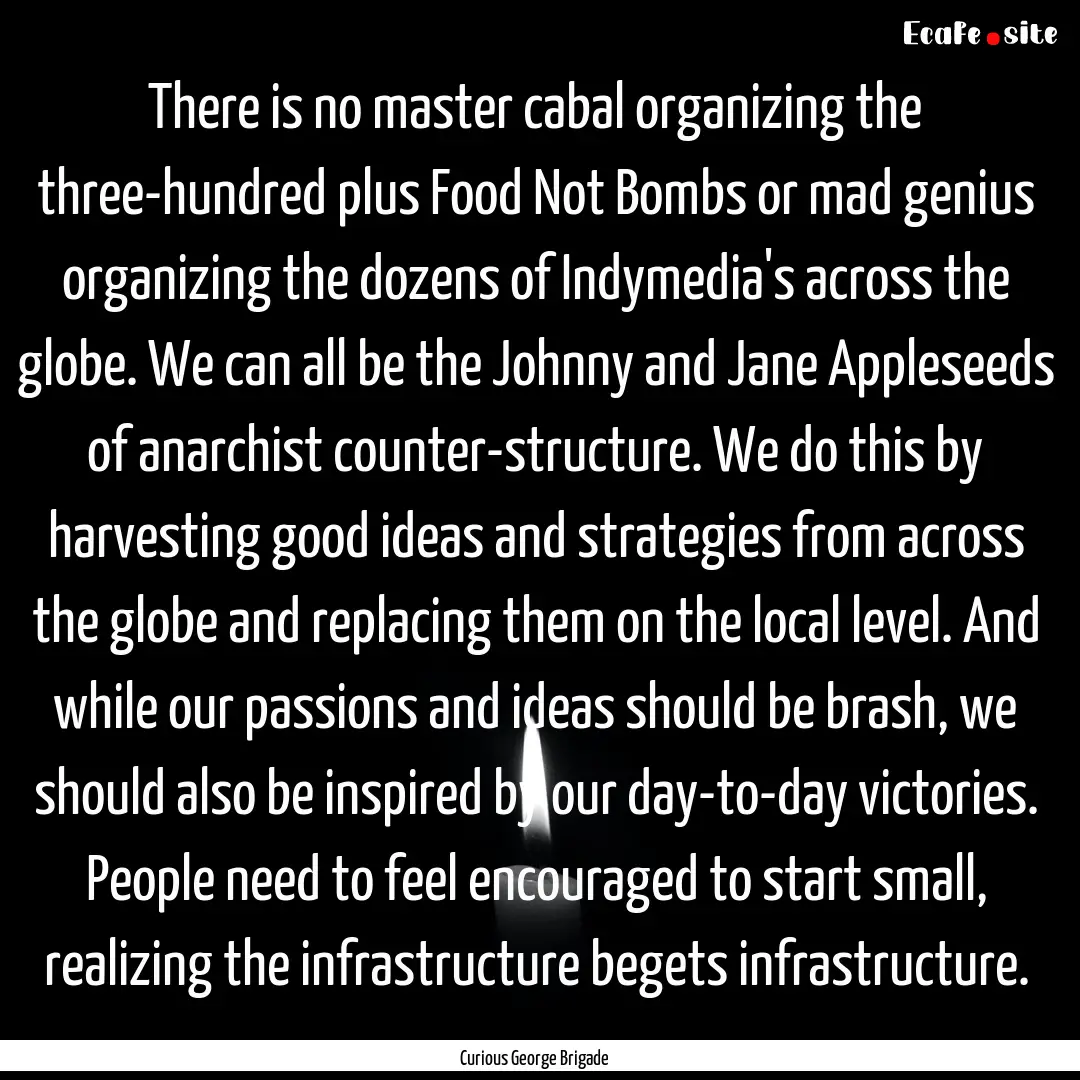 There is no master cabal organizing the three-hundred.... : Quote by Curious George Brigade