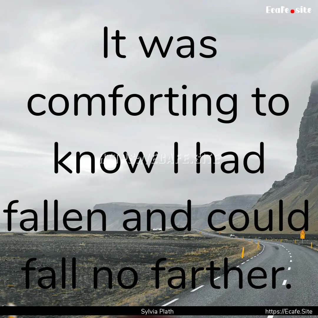 It was comforting to know I had fallen and.... : Quote by Sylvia Plath