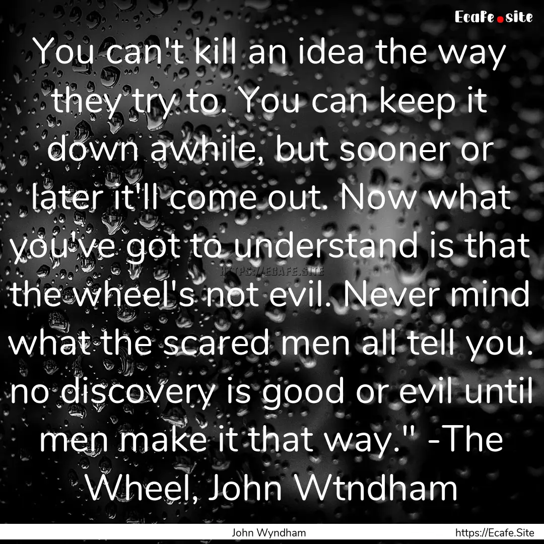 You can't kill an idea the way they try to..... : Quote by John Wyndham