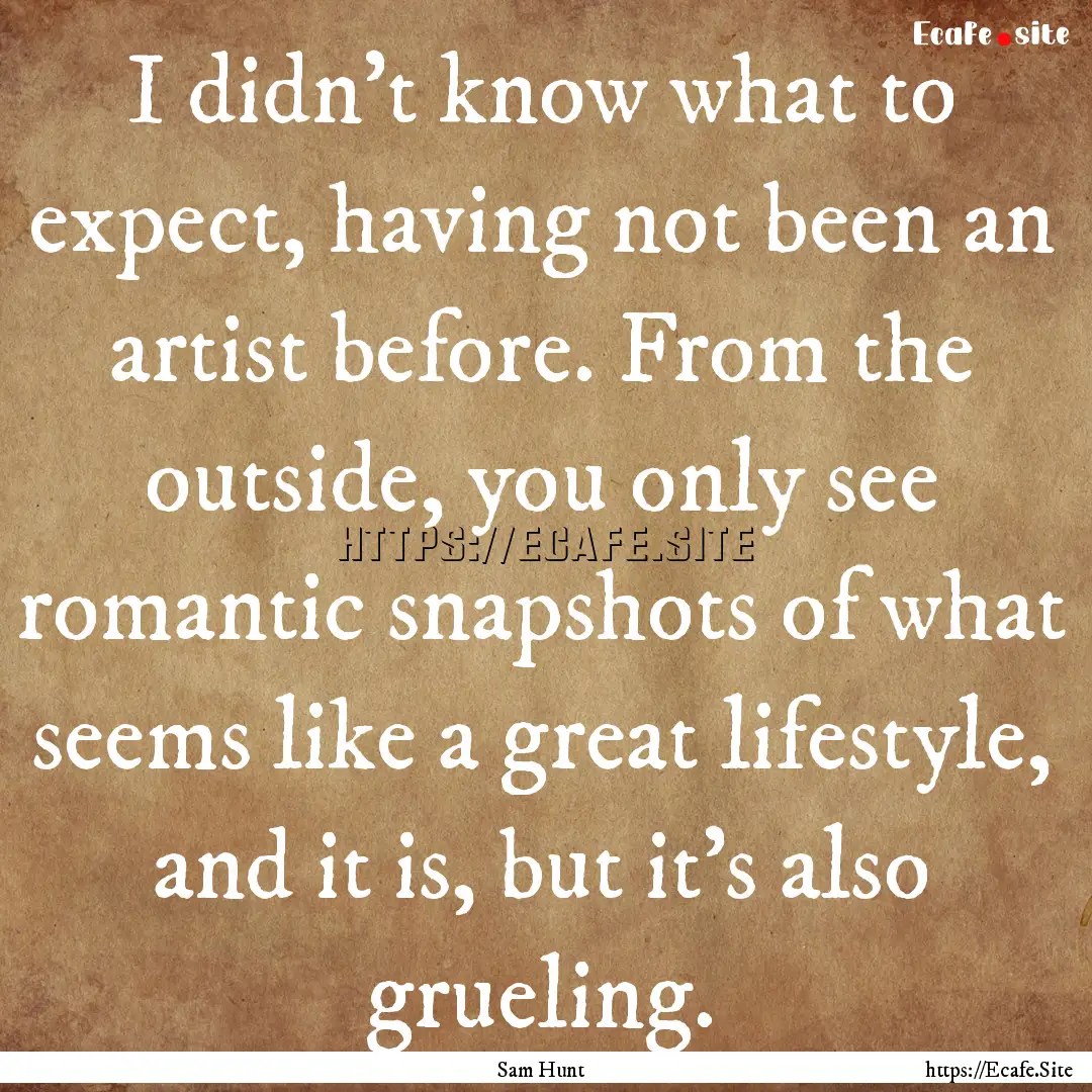 I didn't know what to expect, having not.... : Quote by Sam Hunt