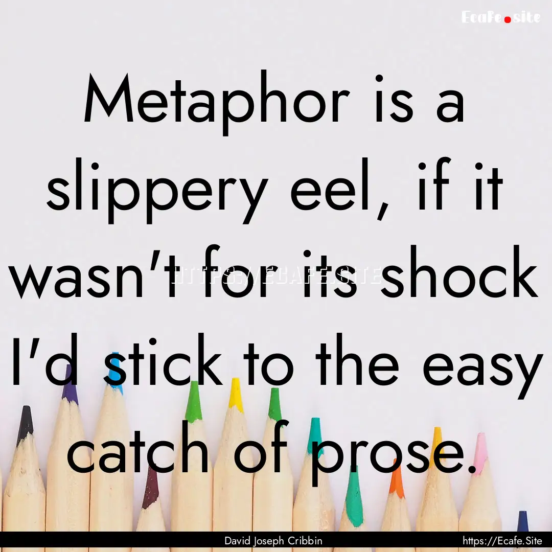 Metaphor is a slippery eel, if it wasn't.... : Quote by David Joseph Cribbin