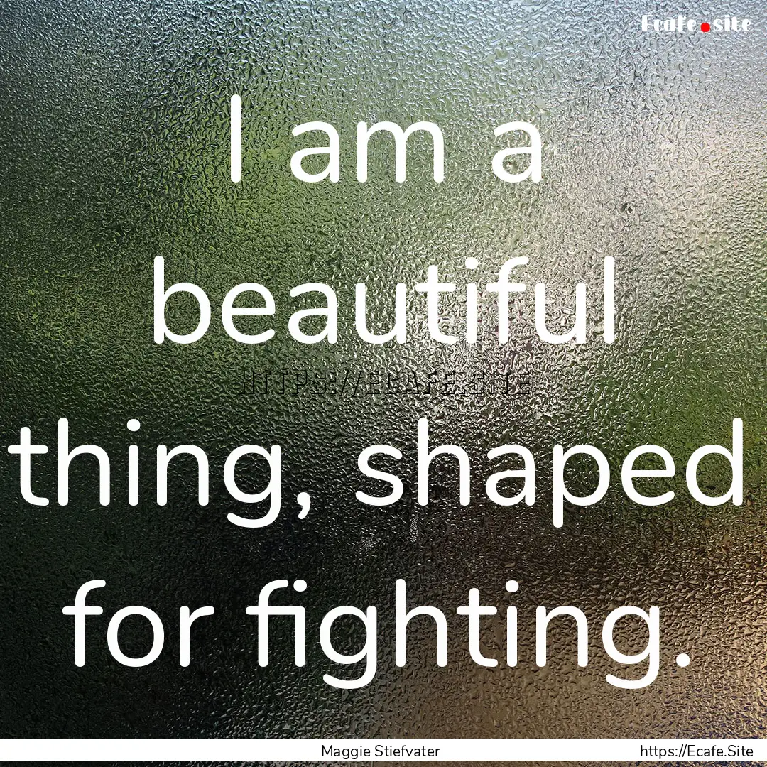 I am a beautiful thing, shaped for fighting..... : Quote by Maggie Stiefvater