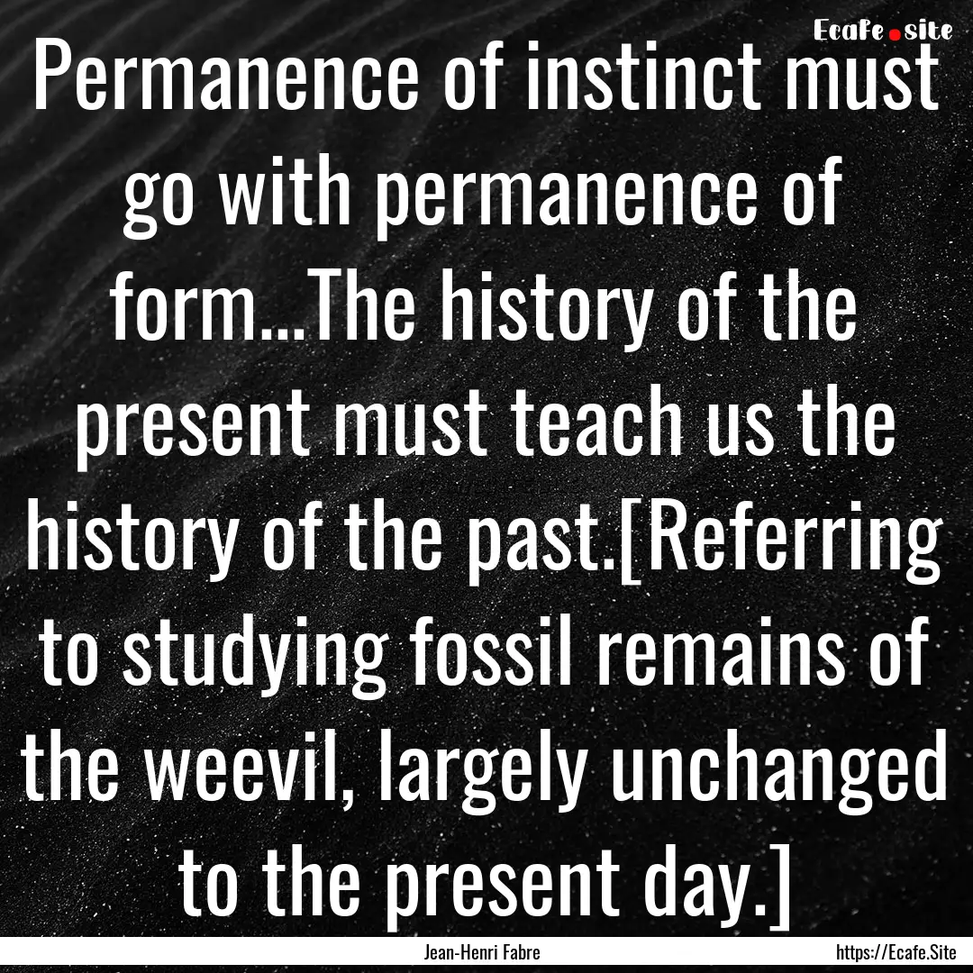 Permanence of instinct must go with permanence.... : Quote by Jean-Henri Fabre