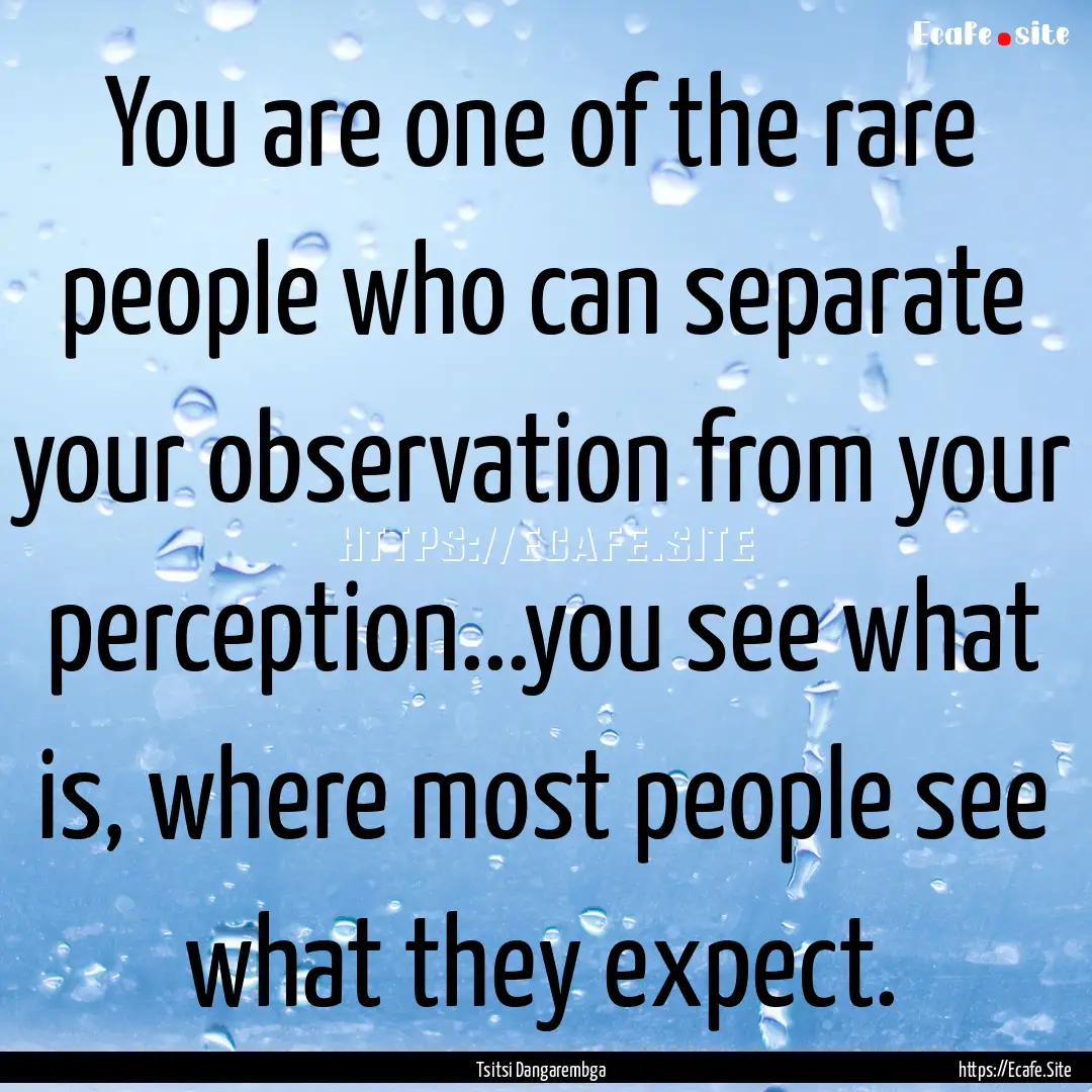 You are one of the rare people who can separate.... : Quote by Tsitsi Dangarembga