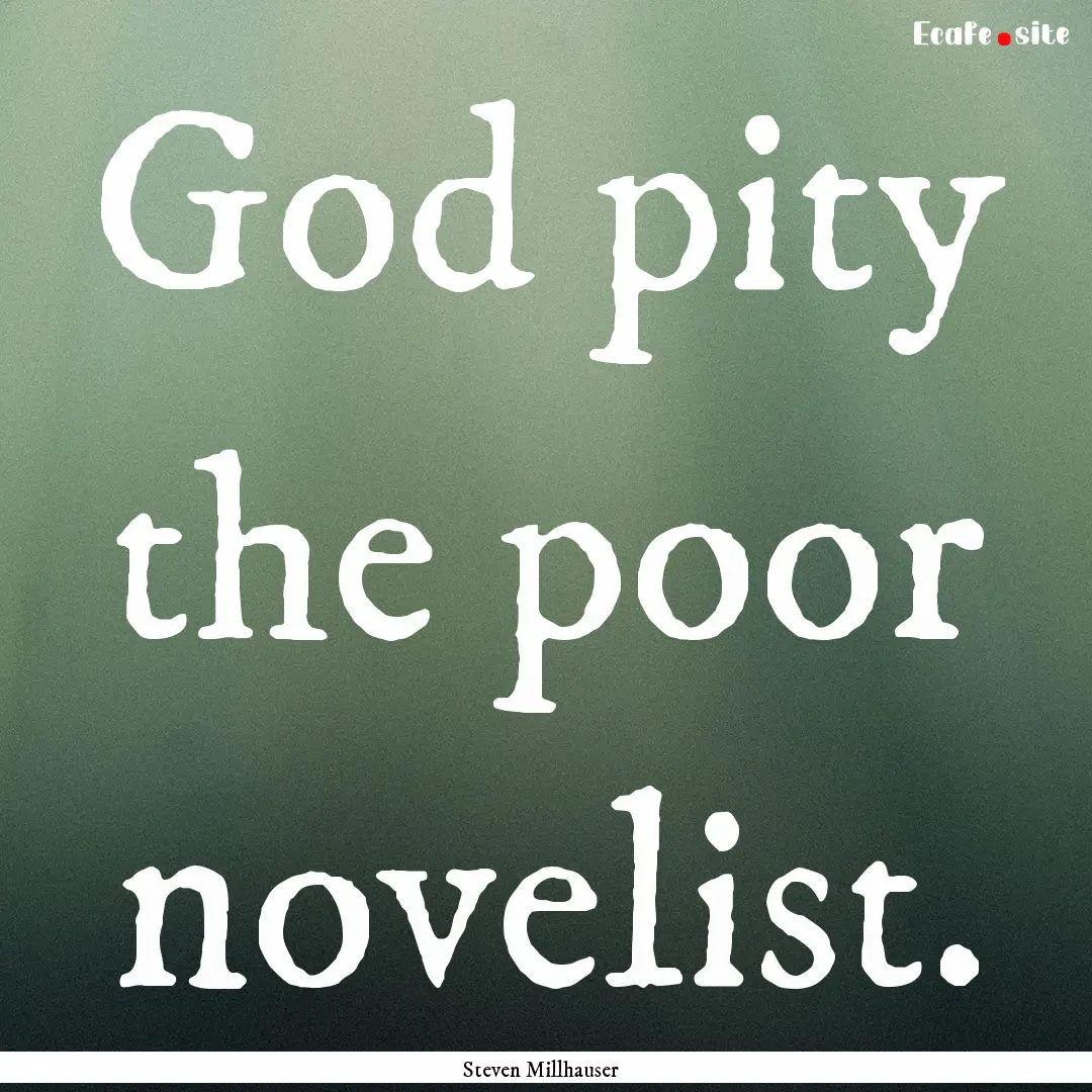 God pity the poor novelist. : Quote by Steven Millhauser