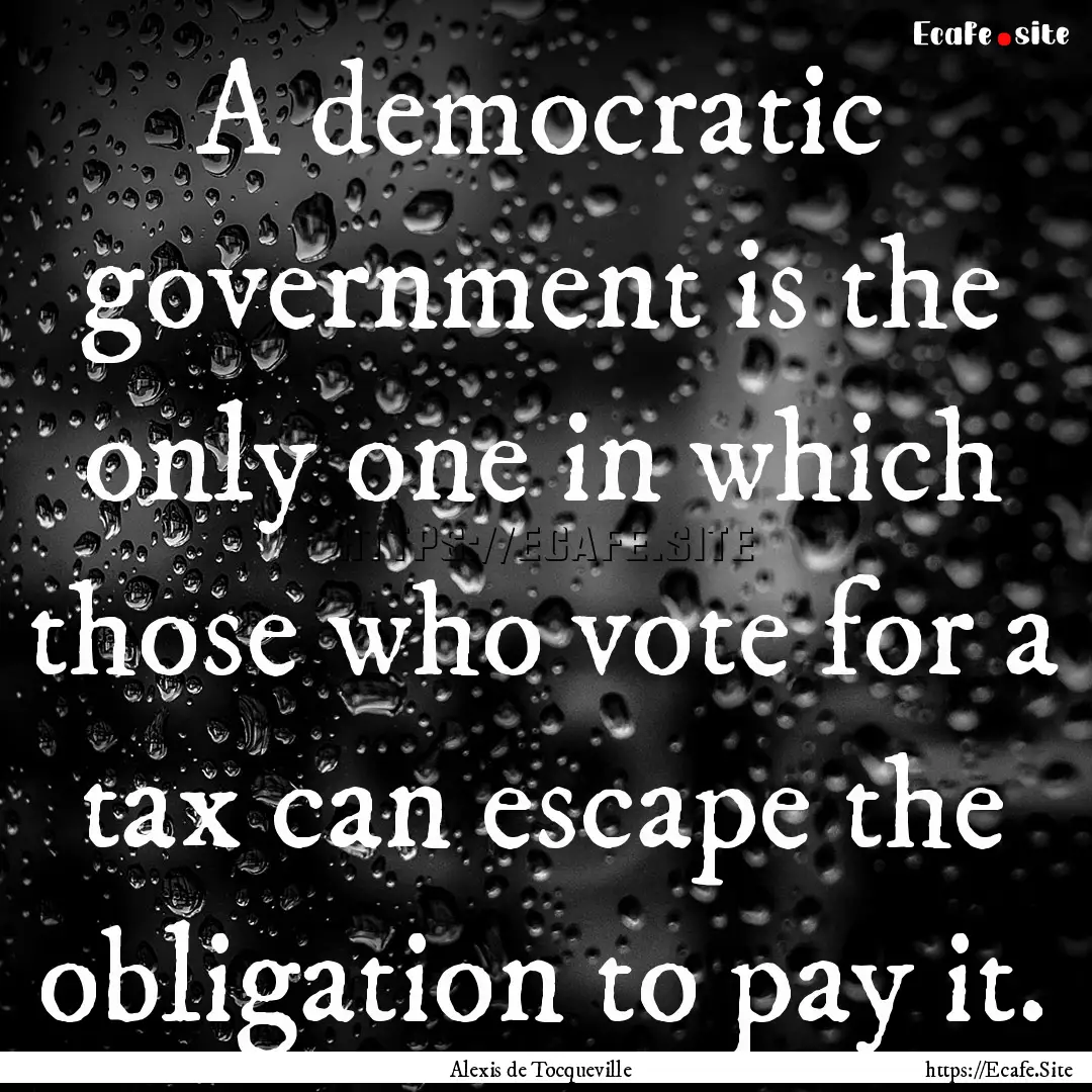 A democratic government is the only one in.... : Quote by Alexis de Tocqueville