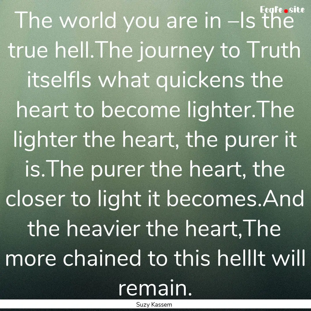 The world you are in –Is the true hell.The.... : Quote by Suzy Kassem