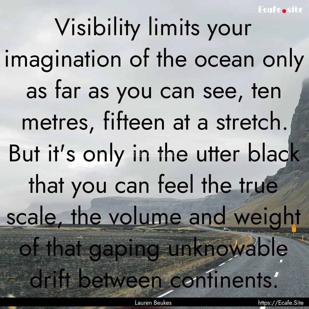 Visibility limits your imagination of the.... : Quote by Lauren Beukes