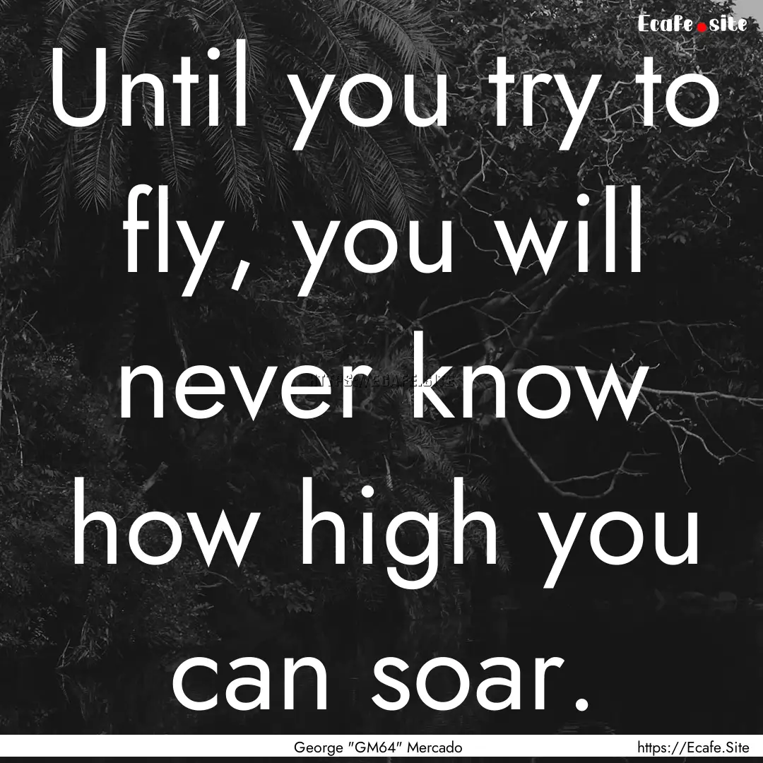 Until you try to fly, you will never know.... : Quote by George 