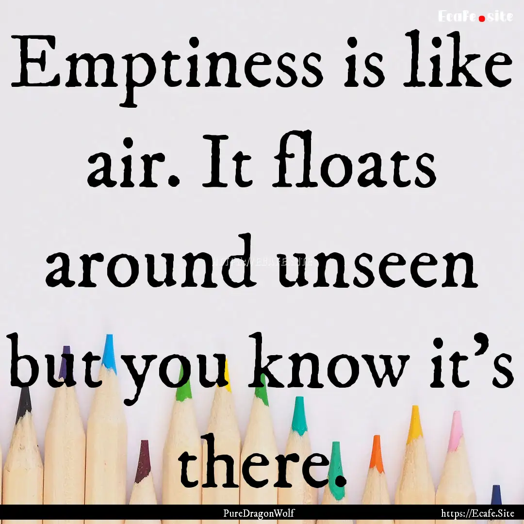 Emptiness is like air. It floats around unseen.... : Quote by PureDragonWolf