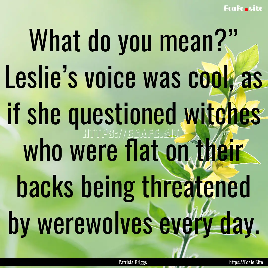 What do you mean?” Leslie’s voice was.... : Quote by Patricia Briggs